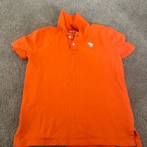 abercrombie kids Orange Polo with White Moose Embroidery